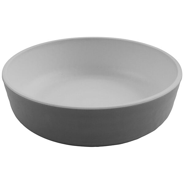 A gray GET Roca melamine low bowl.