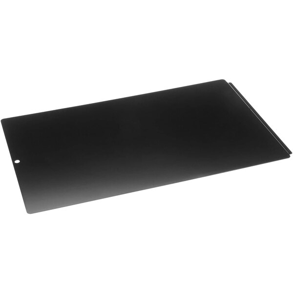 A black rectangular object with a white background.