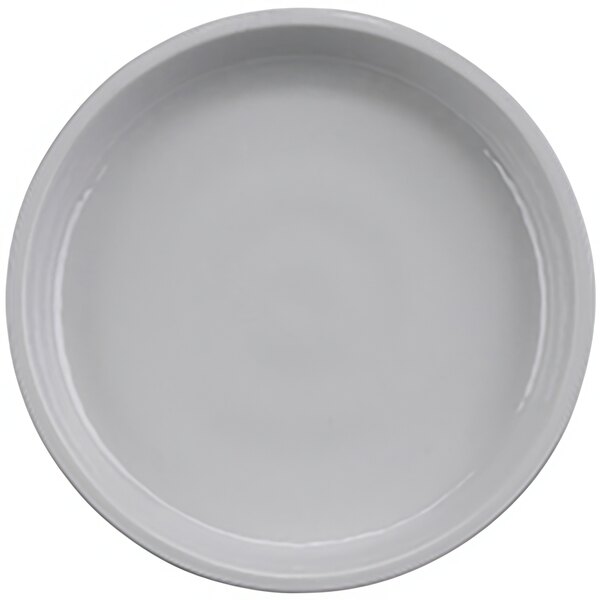 A white melamine plate with a white rim.