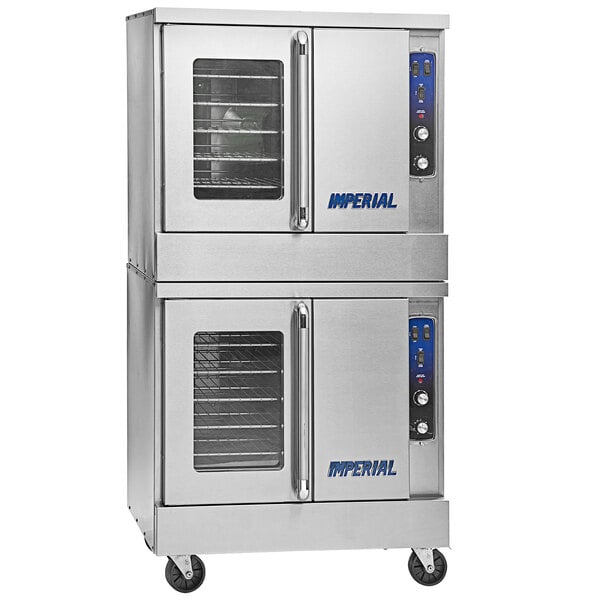 An Imperial Range double-deck commercial convection oven with four doors.