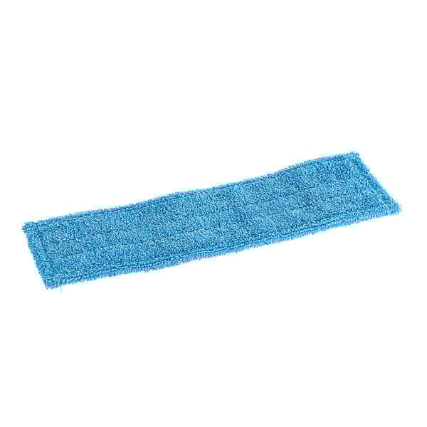 A blue Rubbermaid microfiber mop pad with a blue stripe.