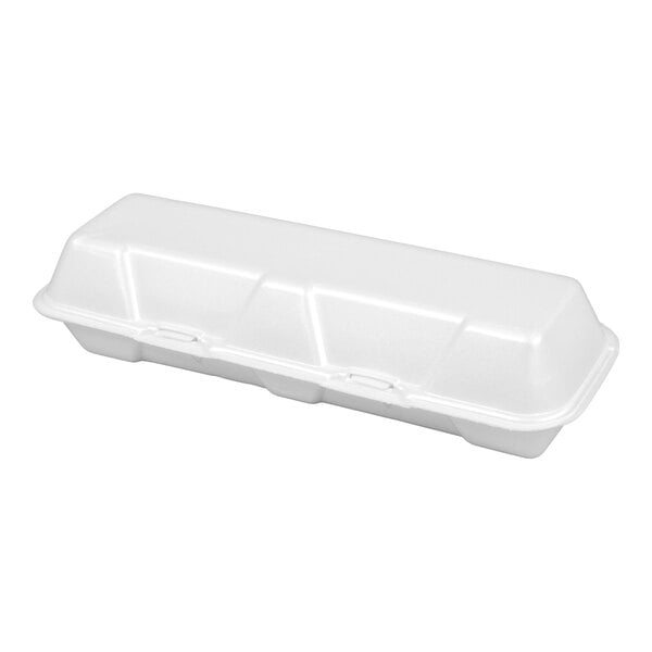 Genpak 26600 13" x 4 1/2" x 3" White Extra-Large Hinged Lid Foam Hoagie / Sub Container - 200/Case