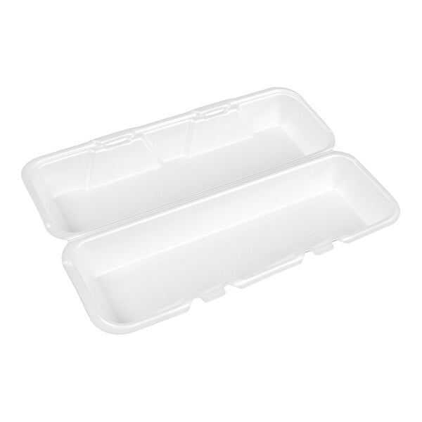 Genpak 26600 13" x 4 1/2" x 3" White Extra-Large Hinged Lid Foam Hoagie / Sub Container - 200/Case