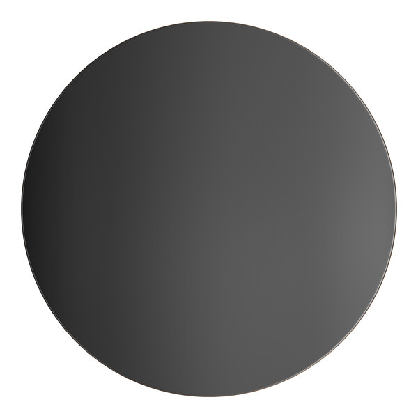 A close up of a black circle with a white border.