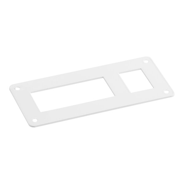 A white rectangular cover with two holes.