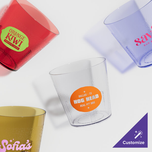 A group of Cambro ruby red plastic tumblers.