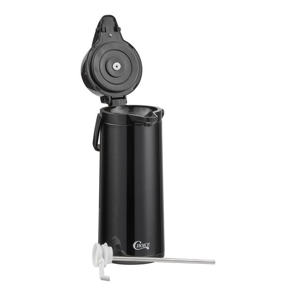 Choice 2.5 Liter Black Glass-Lined Stainless Steel Airpot with Lever