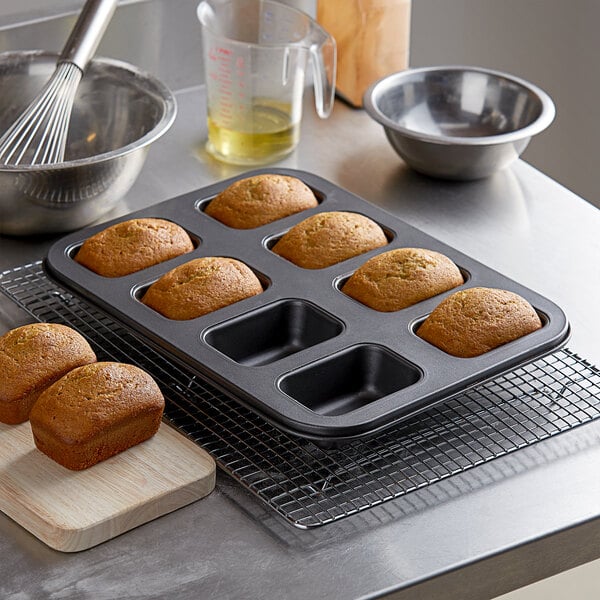 Nonstick Mini Loaf Pan , Carbon Steel Mini Bread Pan 8 Cavities