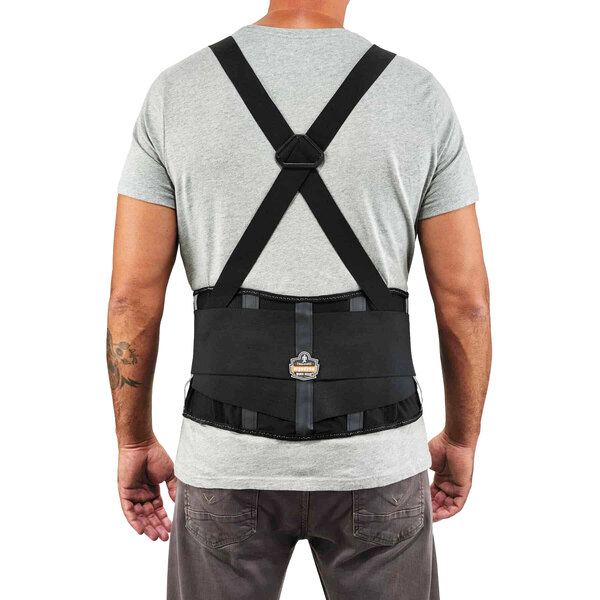 A man wearing a black Ergodyne ProFlex 2000SF back support belt.