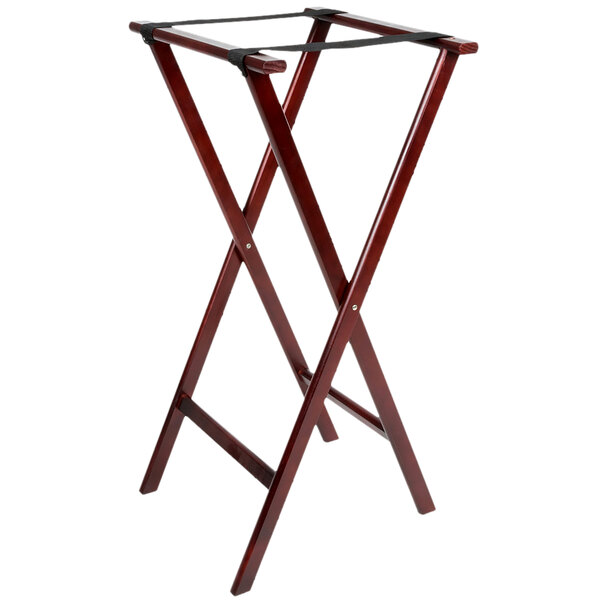 Lancaster Table & Seating 18 1/2 x 16 1/4 x 32 Folding Wood Tray Stand  Mahogany