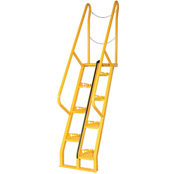 A yellow Vestil alternate tread stair ladder.
