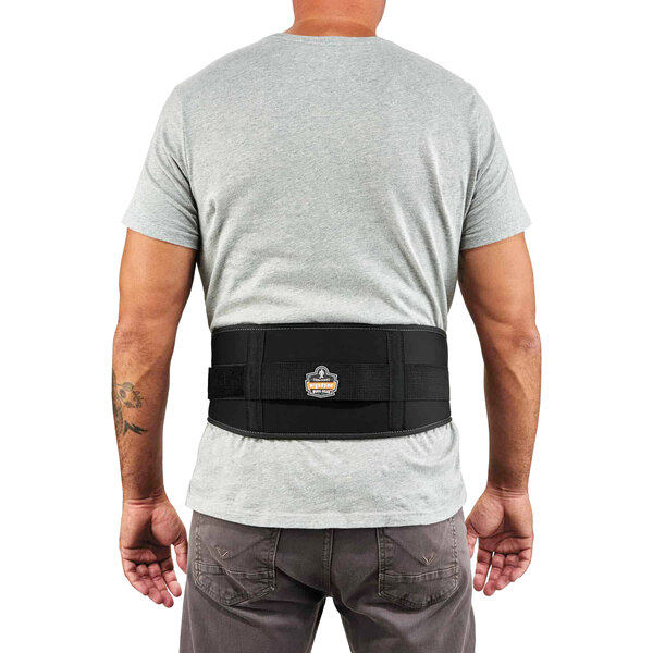 The back of a man wearing an Ergodyne ProFlex low profile weight lifters back support belt.