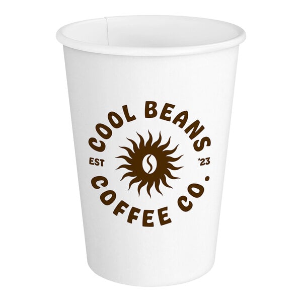 A customizable white paper hot cup.