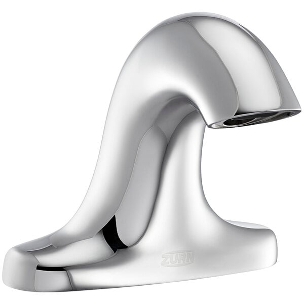 A silver Zurn Aqua-FIT Serio electronic faucet with a cast spout.