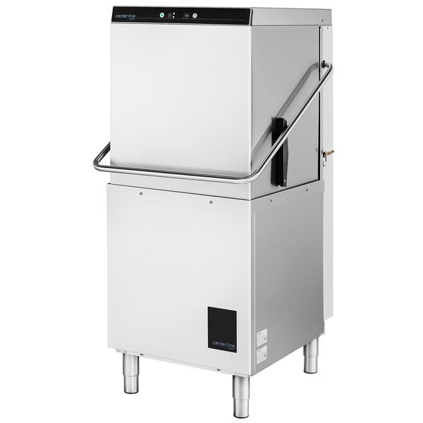 A white rectangular stainless steel machine with a silver handle.