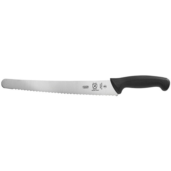 A Mercer Culinary Millennia brisket slicing knife with a black handle.