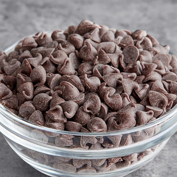 A bowl of Ghirardelli semi-sweet chocolate chips.