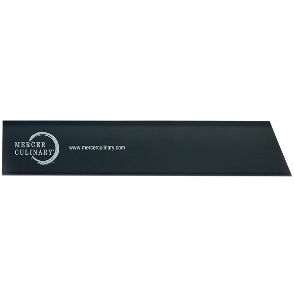 A black rectangular Mercer Culinary knife blade guard with white text.