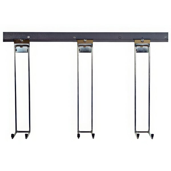 A Triton Products metal wall mount with three hooks.