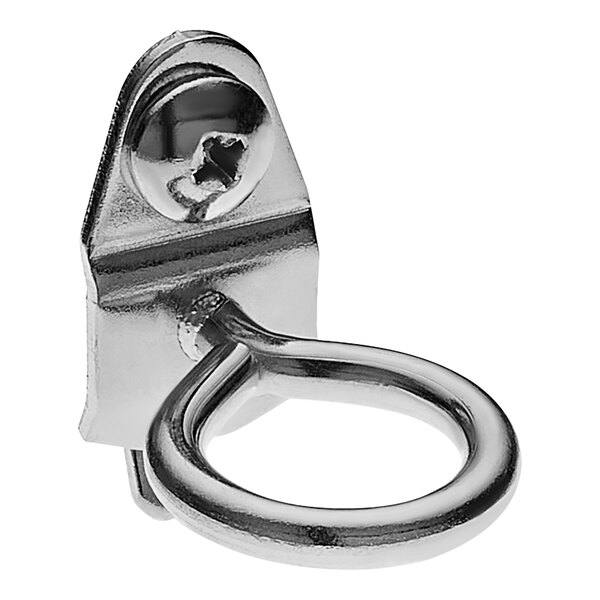 A silver metal Triton DuraHook with a screw for a single ring.