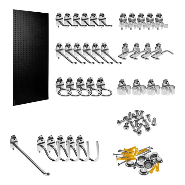 Black DuraBoard with metal hooks and screws.