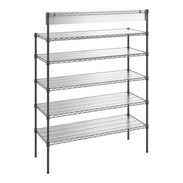 Regency NSF Black Epoxy Take-Out Shelving Station with 5 Shelves and PVC Shelf Mat Overlay - 18" x 48" x 64"