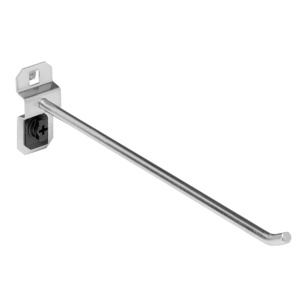 A metal rod with a square bend on one end and a screw on the other.