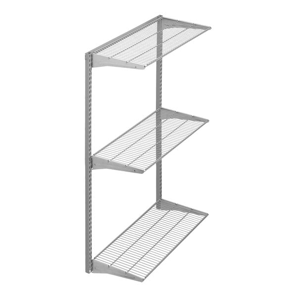 A metal Triton wall mount shelf with three shelves.