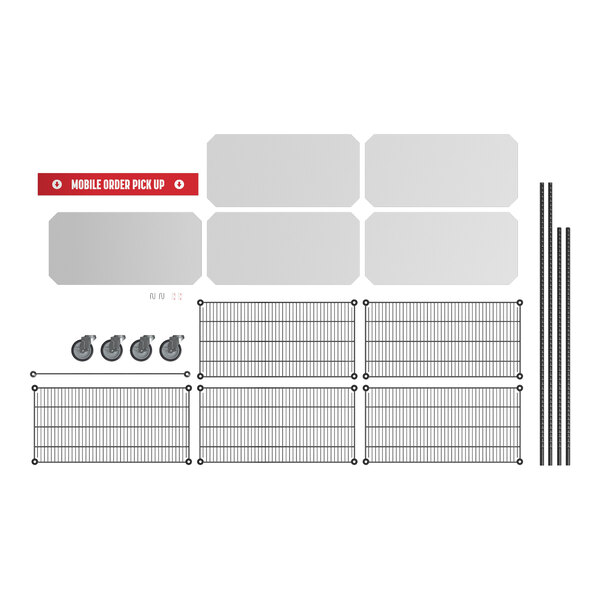 Regency NSF Black Epoxy Mobile Take-Out Shelving Station with 5 Shelves and PVC Shelf Mat Overlay - 18" x 36" x 70"