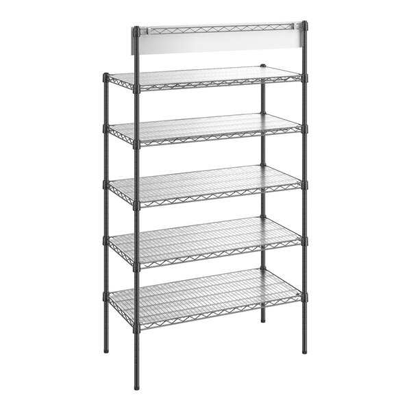 Regency NSF Black Epoxy Take-Out Shelving Station with 5 Shelves and PVC Shelf Mat Overlay - 18" x 36" x 64"