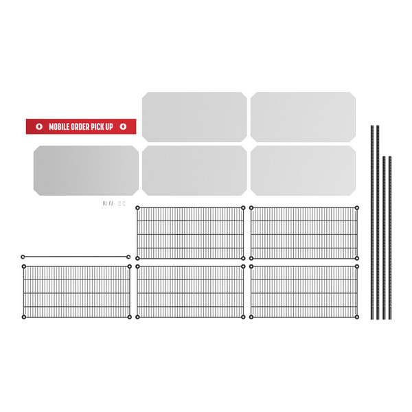 Regency NSF Black Epoxy Take-Out Shelving Station with 5 Shelves and PVC Shelf Mat Overlay - 18" x 36" x 64"