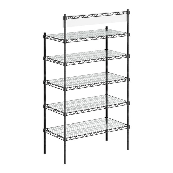 Regency 18" x 36" x 64" NSF Black Epoxy Take-Out Shelving Station with 5 Shelves and PVC Shelf Mat Overlay