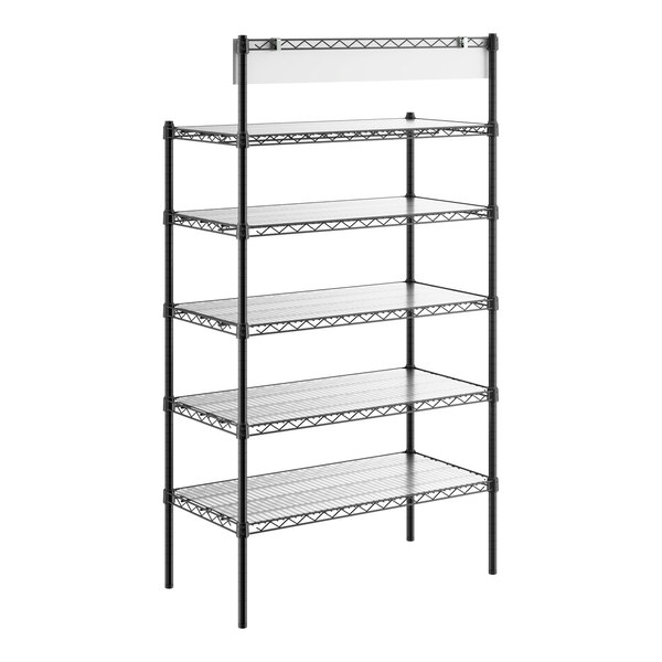 Regency 18" x 36" x 64" NSF Black Epoxy Take-Out Shelving Station with 5 Shelves and PVC Shelf Mat Overlay