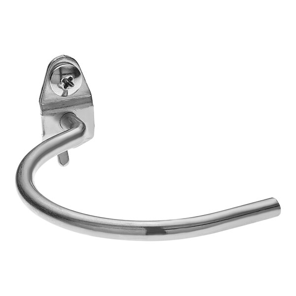 A close-up of a metal Triton DuraHook with a screw.