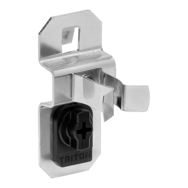 A close-up of a Triton Products steel extended spring clip.