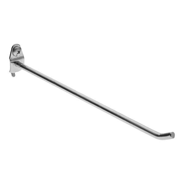 A chrome metal rod with a 30 degree bend and a hook on the end.