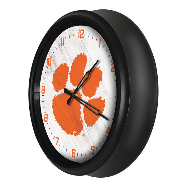Holland Bar Stool 14" Clemson Indoor / Outdoor LED Wall Clock