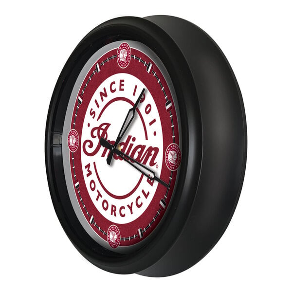Holland Bar Stool 14" Indian Motorcycle (Script) Indoor / Outdoor LED Wall Clock