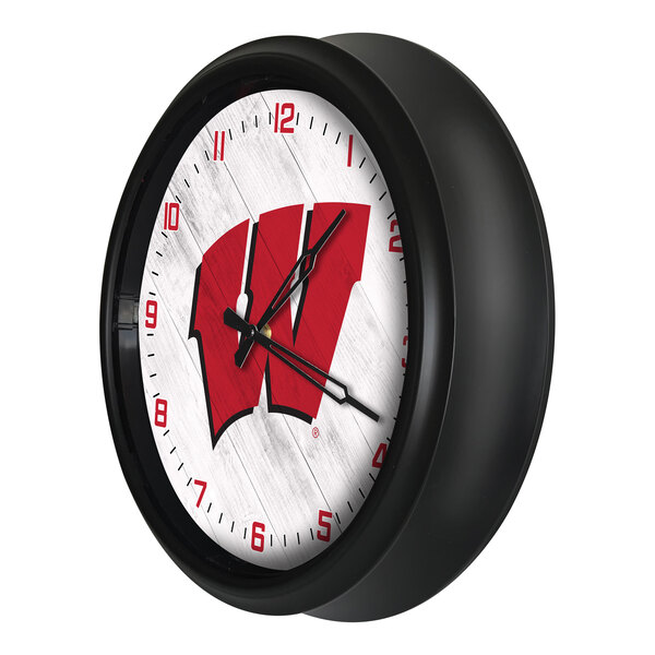 Holland Bar Stool 14" University of Wisconsin (W) Indoor / Outdoor LED Wall Clock