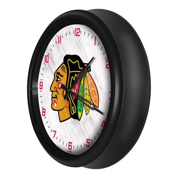 Holland Bar Stool 14" Chicago Blackhawks Indoor / Outdoor LED Wall Clock