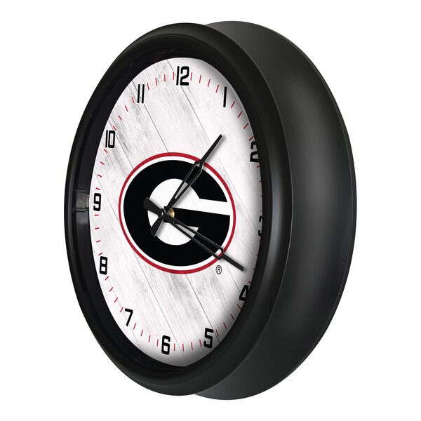Holland Bar Stool 14" University of Georgia (G) Indoor / Outdoor LED Wall Clock