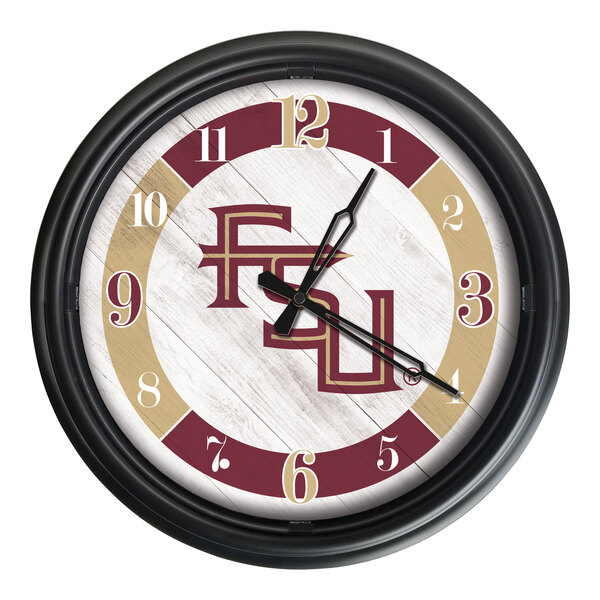 A Holland Bar Stool Florida State wall clock with white and red design.