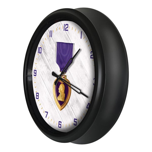 Holland Bar Stool 14" Purple Heart Indoor / Outdoor LED Wall Clock