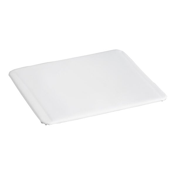 A white vinyl seat cushion designed for resin folding chairs.