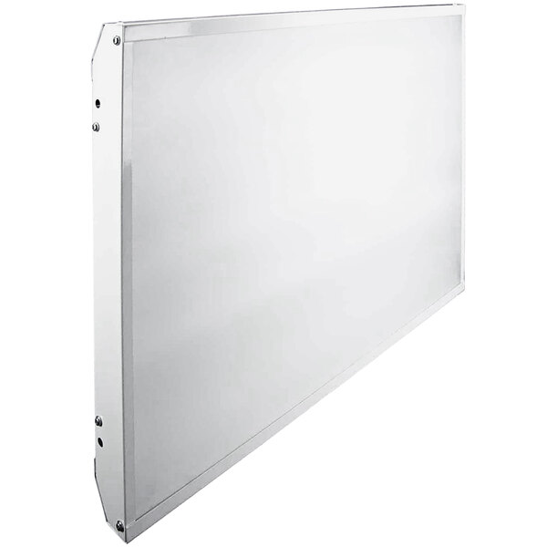 A white rectangular TCP High Bay light fixture with a metal frame on a white background.