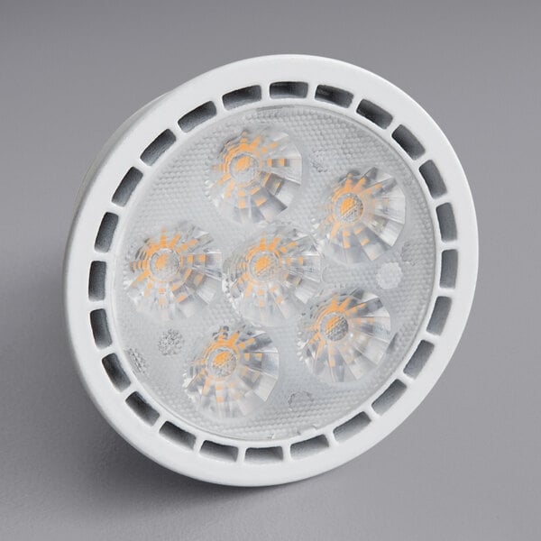 A white TCP dimmable LED lamp with a GU5.3 base and four bulbs.