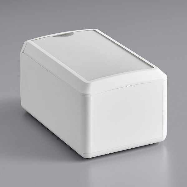 A white plastic Dixie Ultra napkin dispenser with a lid.