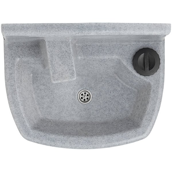 A Lavex single mobile hand wash station with a sink, drain, and hole for a black plastic cap.