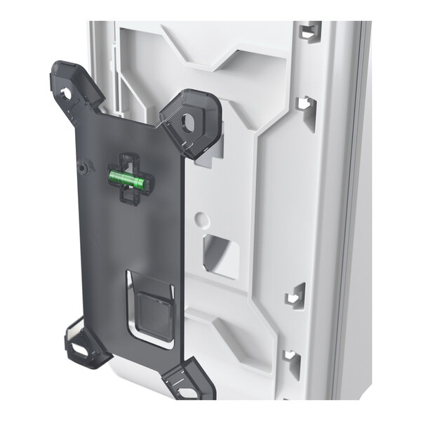 A white rectangular Kimberly-Clark Professional toilet paper dispenser with black and grey plastic parts.