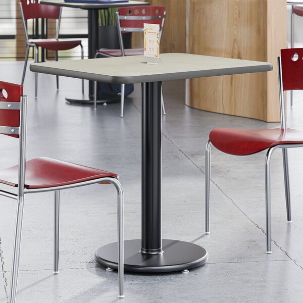 Lancaster Table & Seating 24" x 30" Reversible Gray / White Laminated Standard Height Table and Base Kit with 17" Cast Iron Base